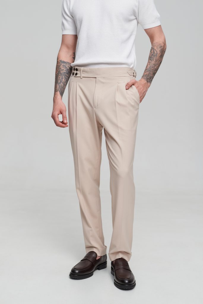 Чоловічі класичні брюки гурка бежеві