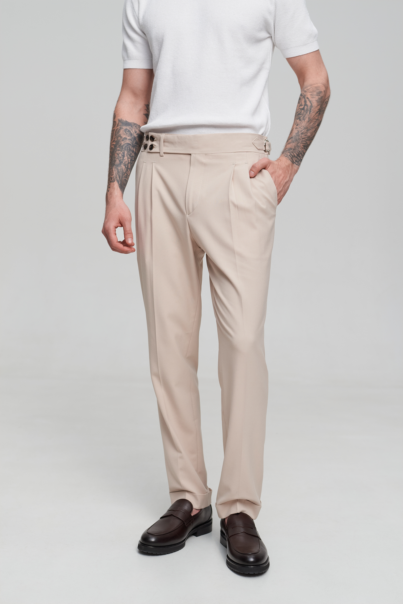 Чоловічі класичні брюки гурка бежеві
