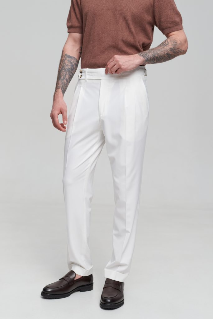 Чоловічі класичні брюки гурка білі