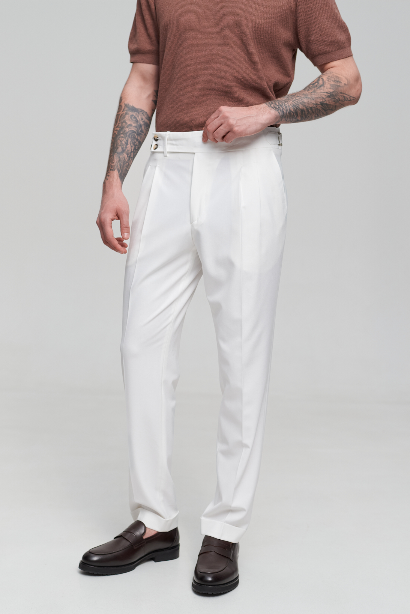 Чоловічі класичні брюки гурка білі